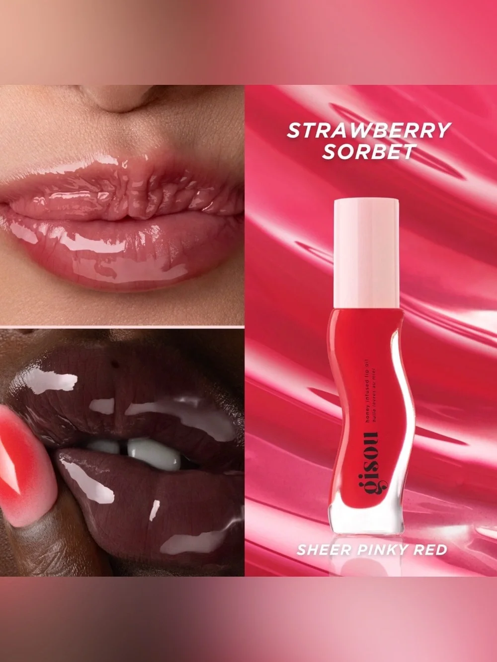Gisou Honey Infused Lip Oil - Strawberry Sorbet (Pink) BNIB